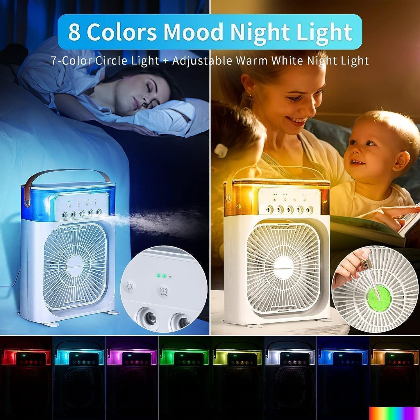 Portable Air Cooler with Humidification Night Light