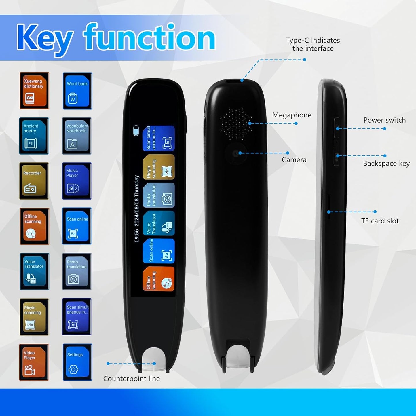 Translate 142 Languages Instantly ,  Scanning ,Voice Translation in One Smart Pen - BONSENI LTD